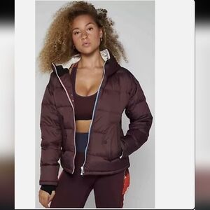 FourLaps Cover Down Filled Jacket Womens Small Fudge Brown Hooded Coat NWT Med